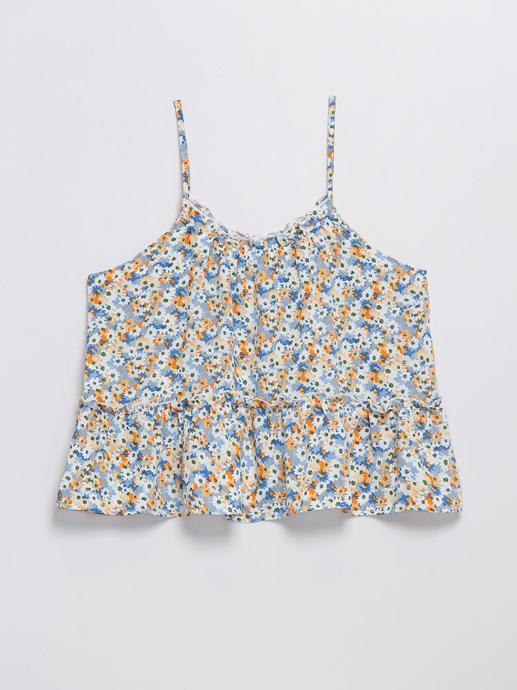 Ditsy Floral Frill Trim Top