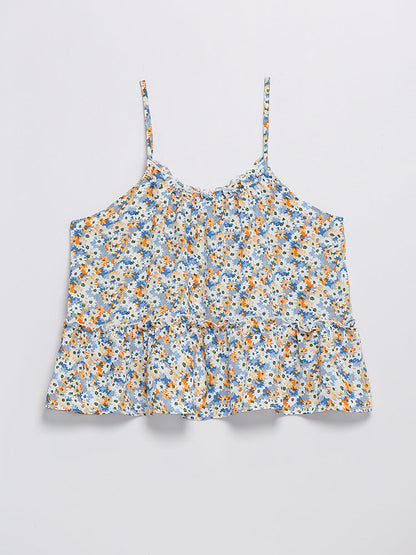 Ditsy Floral Frill Trim Top