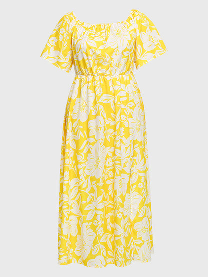 Floral Split Hem Knotted Dress