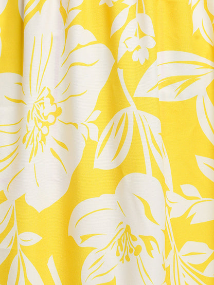 Floral Split Hem Knotted Dress