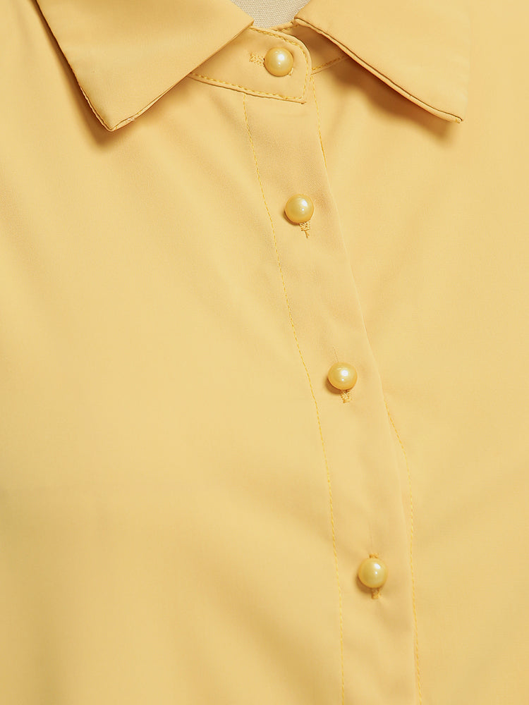 Puff Sleeve Lapel Collar Blouse