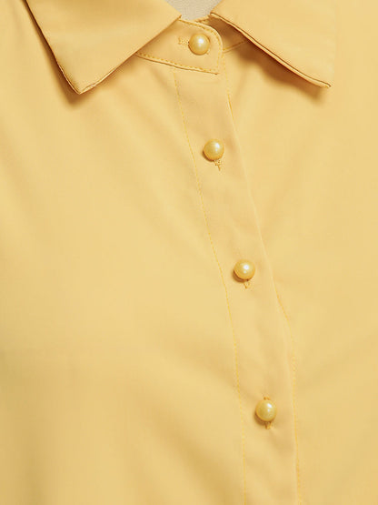 Puff Sleeve Lapel Collar Blouse