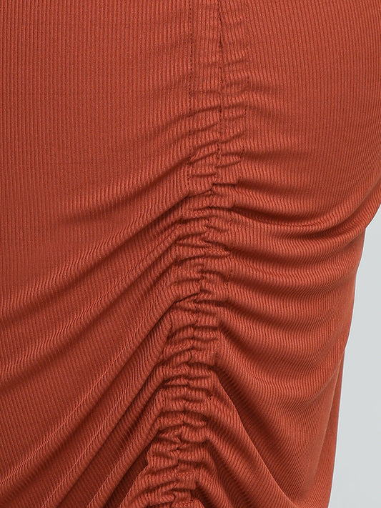 Ruched Knotted Sleeveless Dress