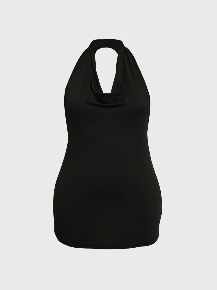 Halter Cowl Neck Sleeveless Top