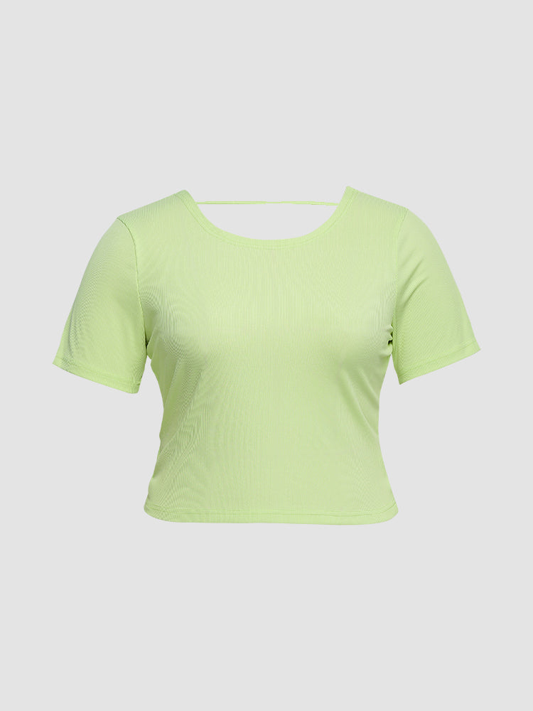 Backless Bowknot Short Sleeve T-Shirt