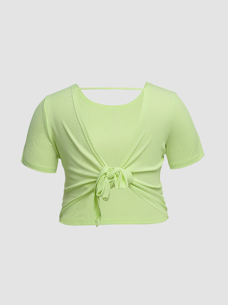Backless Bowknot Short Sleeve T-Shirt