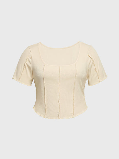 Stitch Wave Trim Sleeve Top