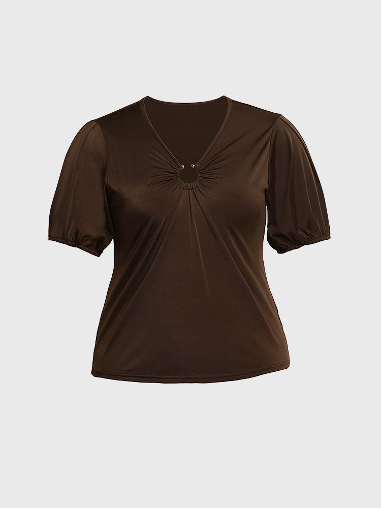 Notch Short Sleeve Top