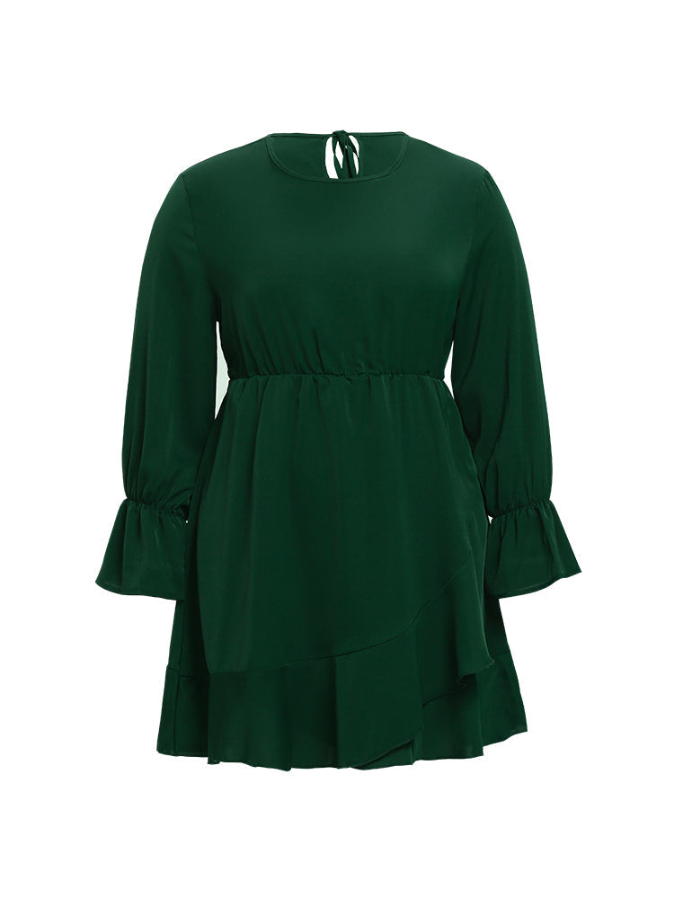 Ruffles Lantern Sleeve Dress