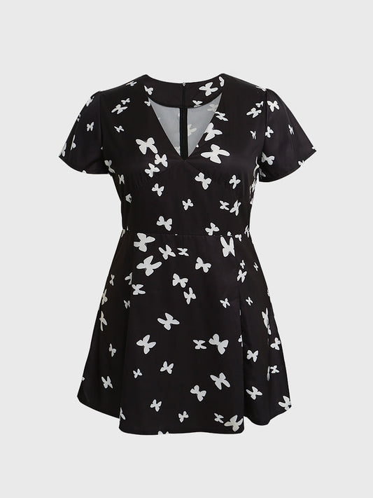 Butterfly Ruffle Hem Dress