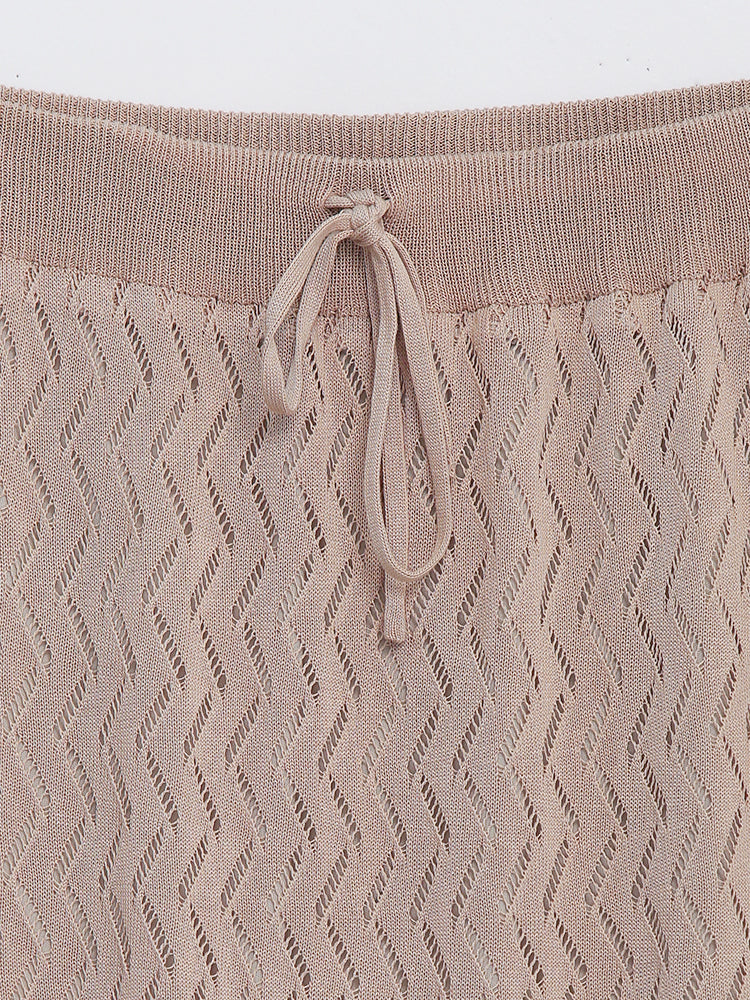 Drawstring See Through Sweater Skirt