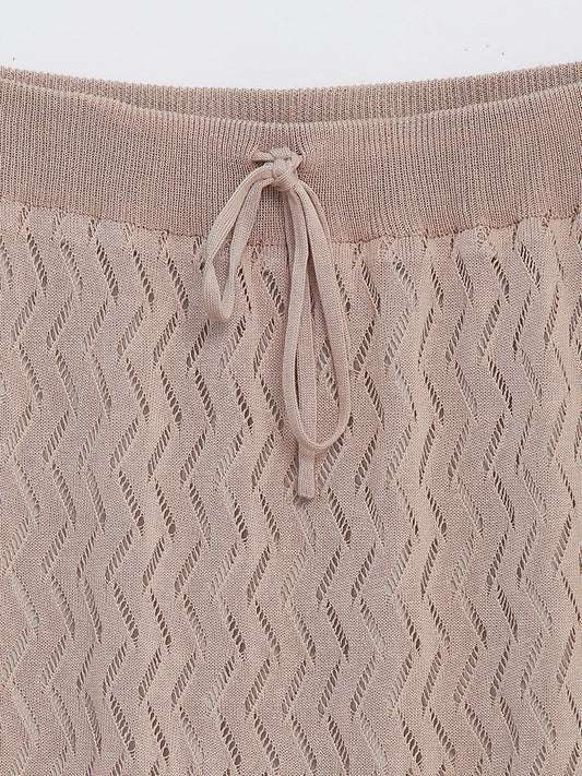 Drawstring See Through Sweater Skirt