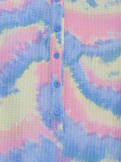 Tie Dye Button Short Sleeve Top