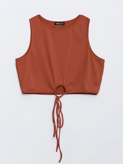 Keyhole Sleeveless Knotted Top