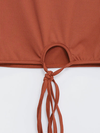 Keyhole Sleeveless Knotted Top