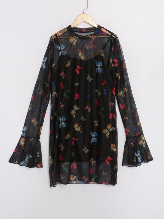 Butterfly See Through 2PC Dress