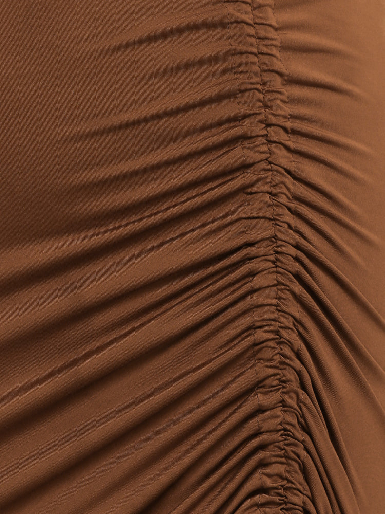 Ruched Knotted Irregular Hem Skirt