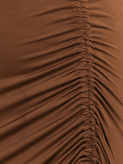 Ruched Knotted Irregular Hem Skirt