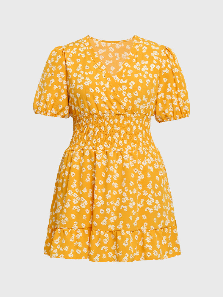 Puff Sleeve Ditsy Floral Dress