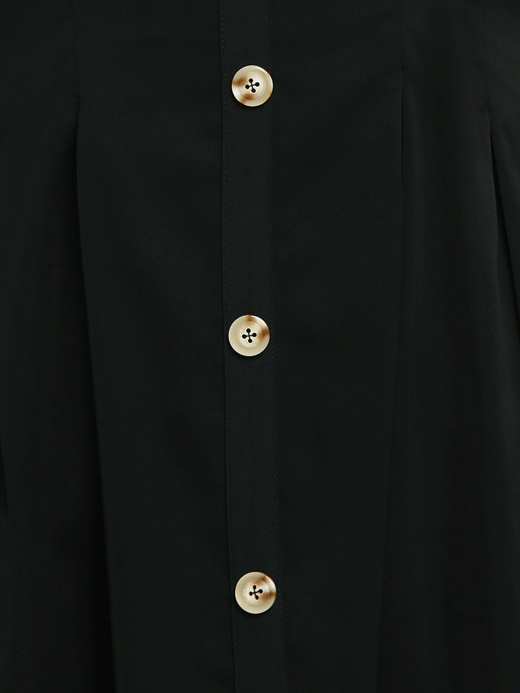 Button Lapel Collar Dress