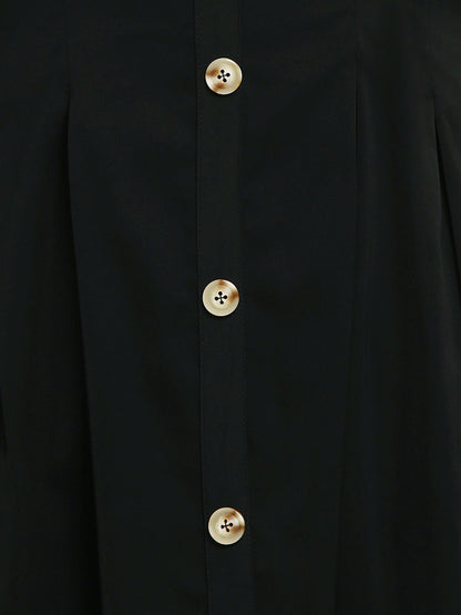 Button Lapel Collar Dress