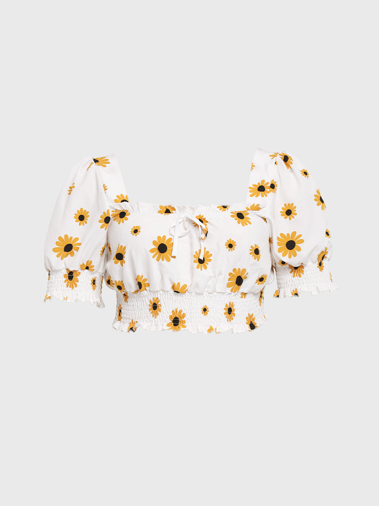Daisy Floral Shirred Blouse