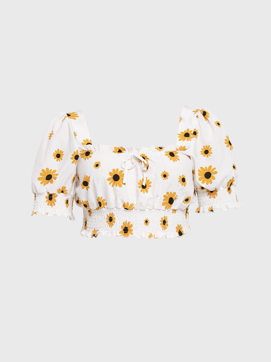 Daisy Floral Shirred Blouse