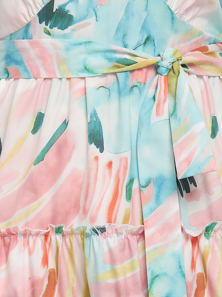 Floral Ruffle Bowknot Dress