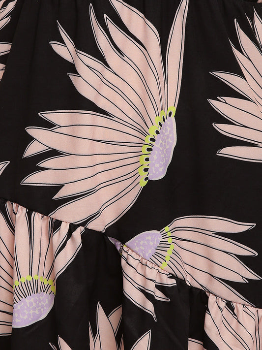 Floral Print Tiered Hem Dress