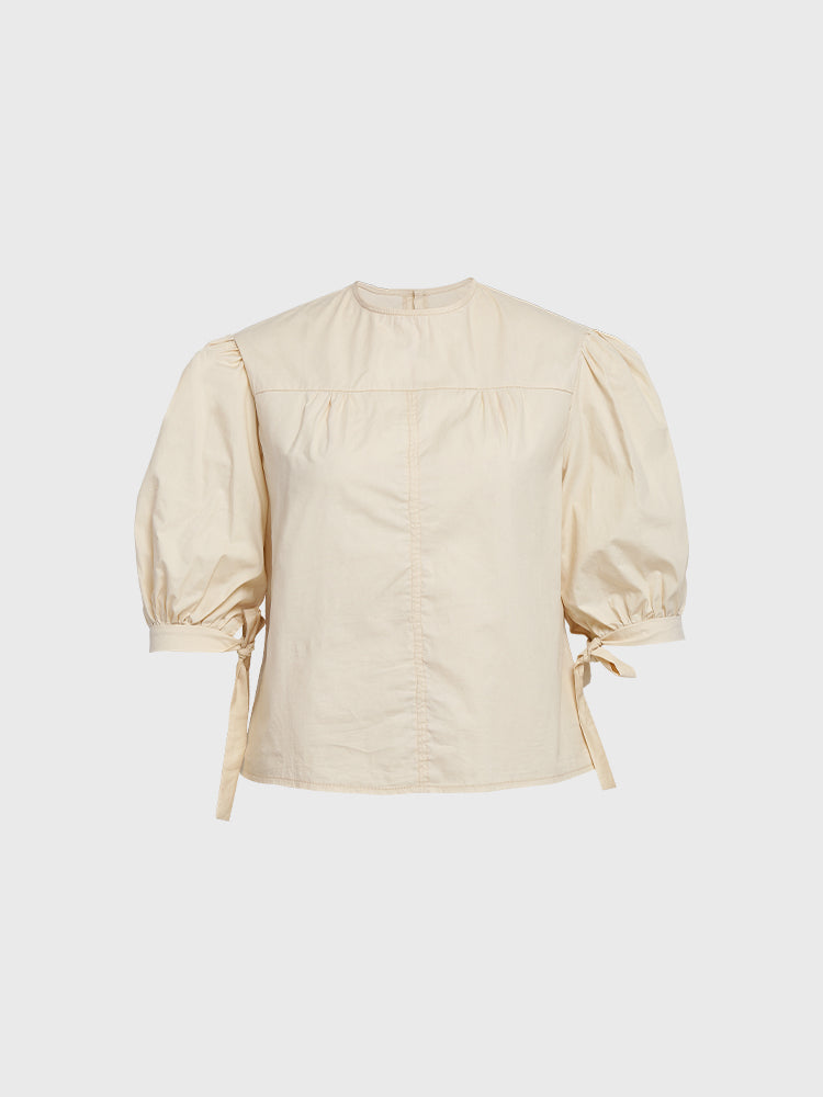 Ribbon Puff Sleeve Top