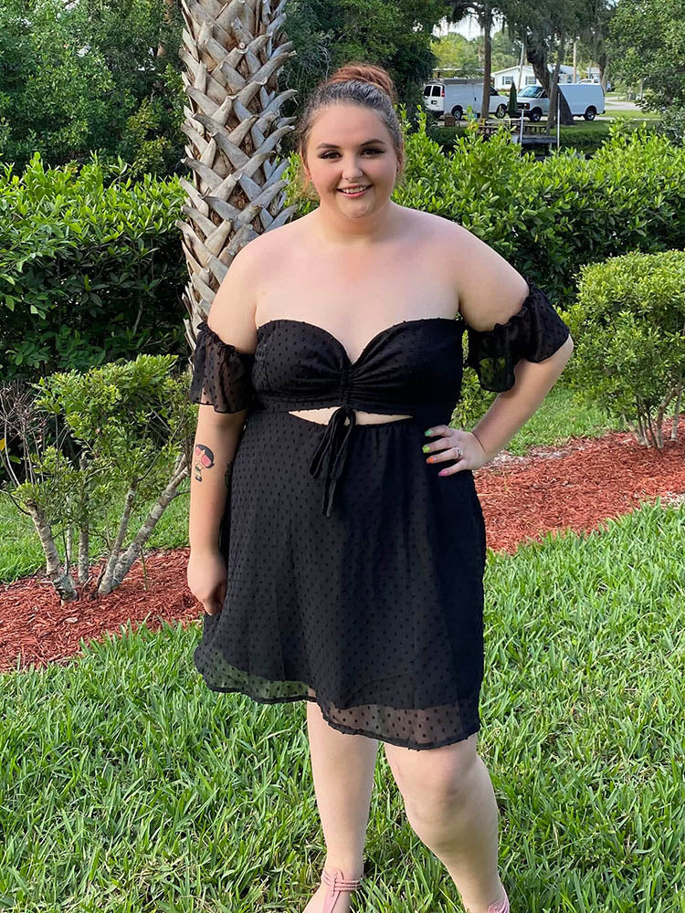 Off Shoulder Mesh Dress