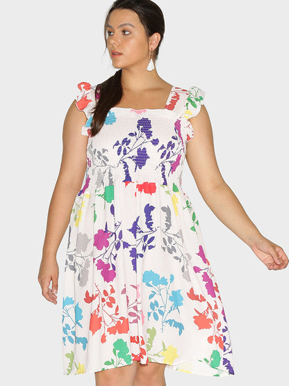 Floral Colorful Ruffle Dress