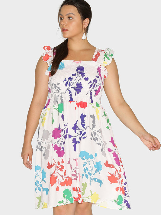 Floral Colorful Ruffle Dress