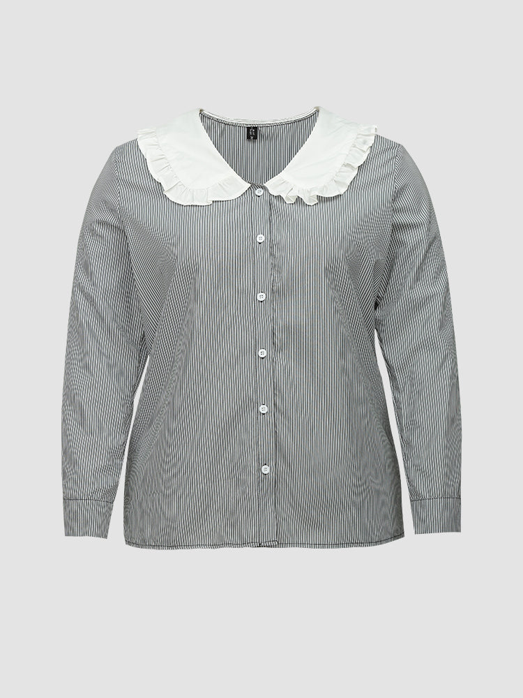 Peter Pan Collar Stripe Blouse