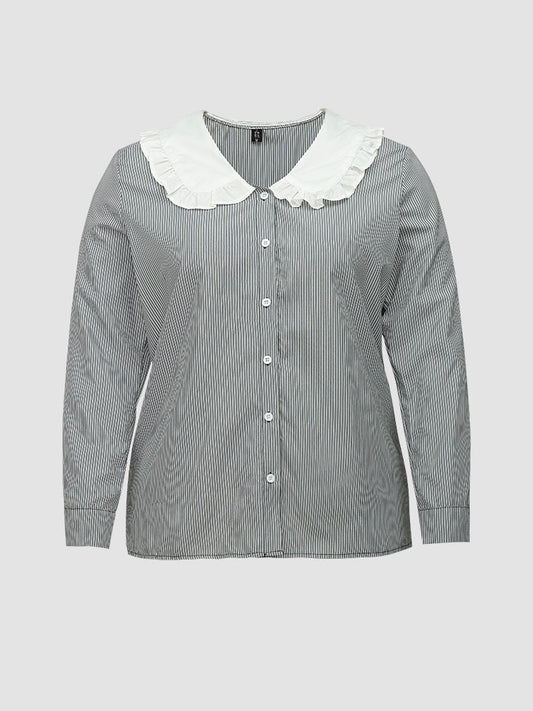Peter Pan Collar Stripe Blouse