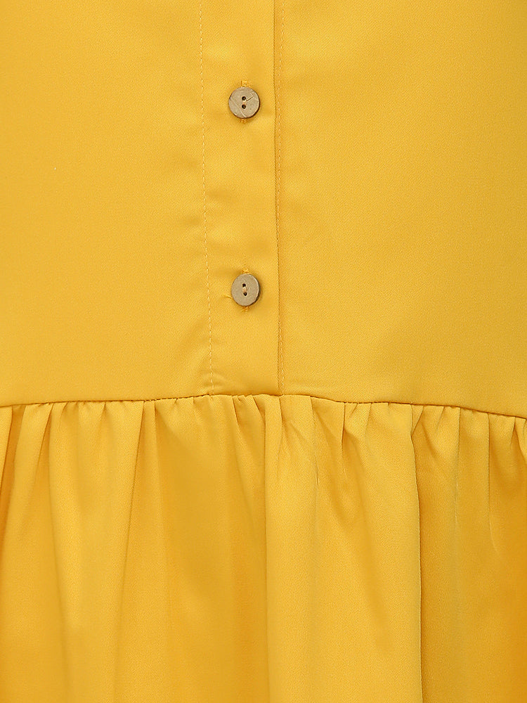 Frill Hem Lapel Collar Blouse