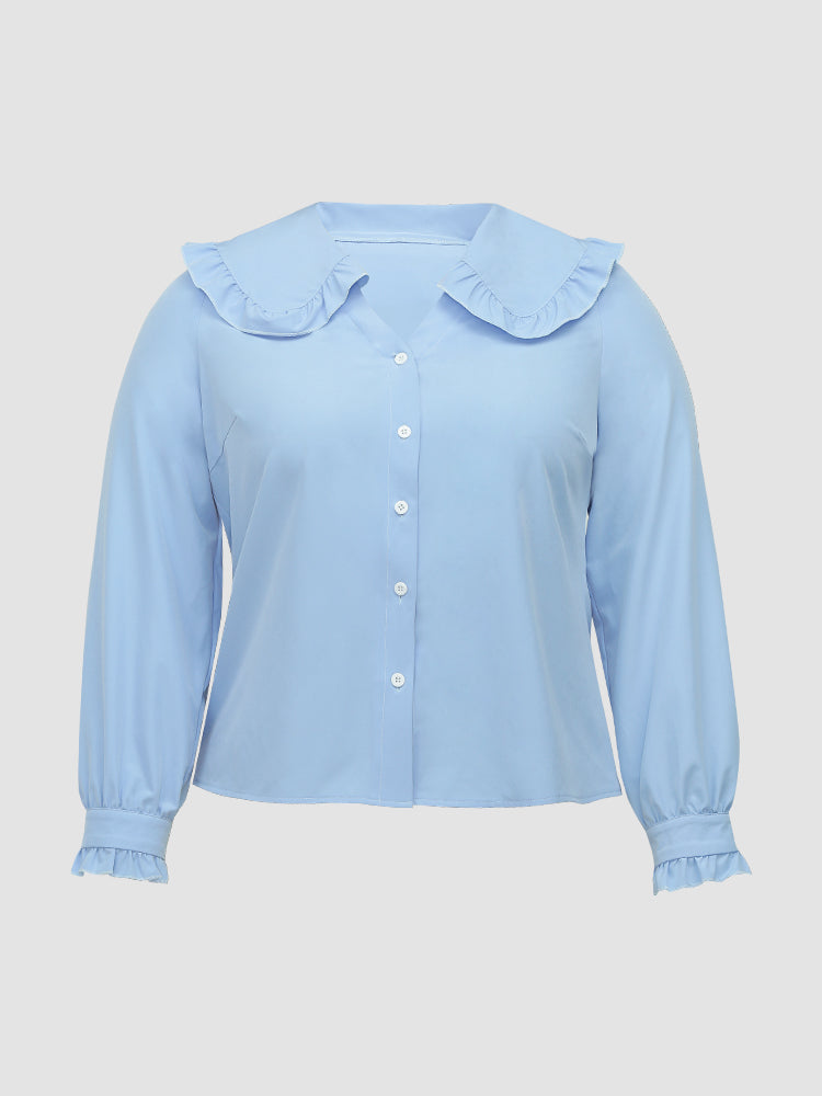 Peter Pan Collar Ruffled Blouse
