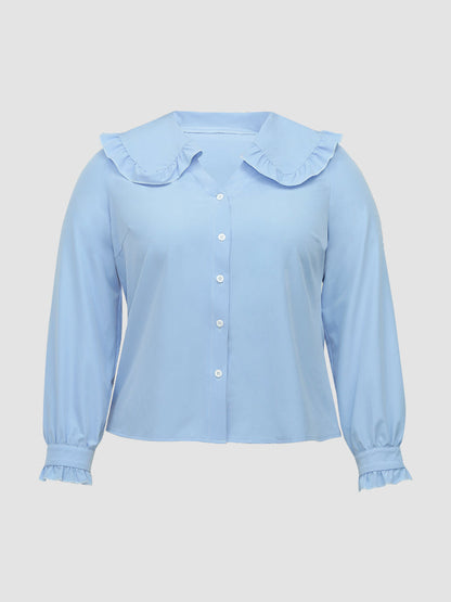 Peter Pan Collar Ruffled Blouse