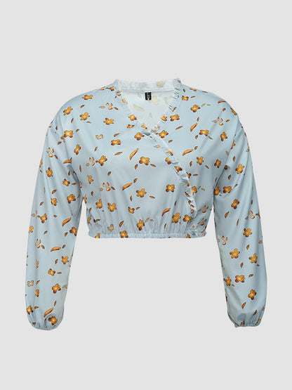 Lantern Sleeve Floral Crop Top