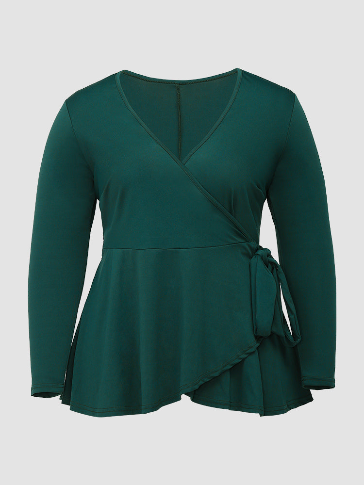 Lace Up Irregular V-neck Top