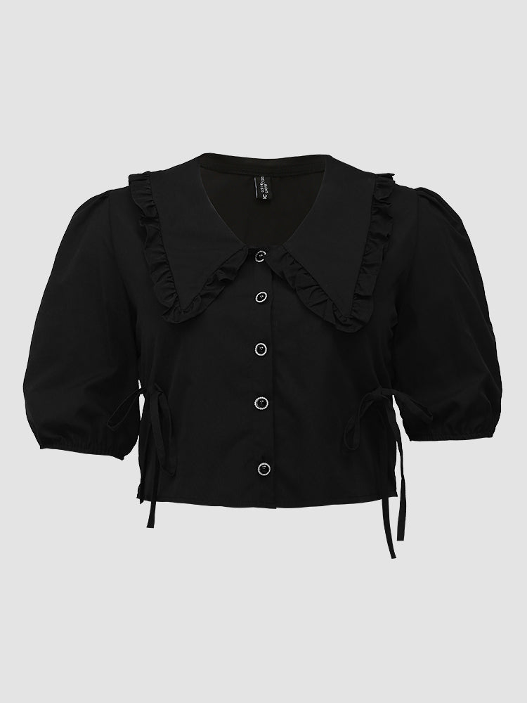 Peter Pan Collar Knotted Blouse