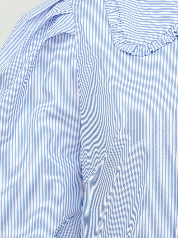 Doll Collar Striped Blouse