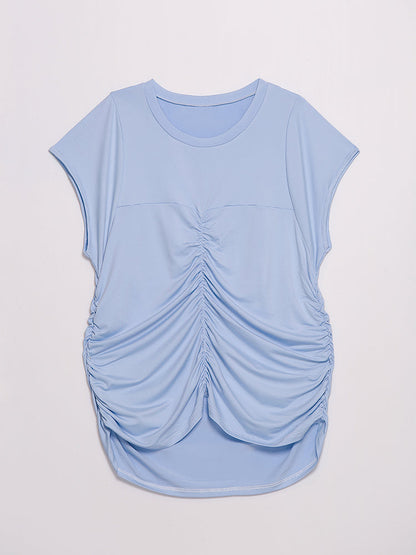 Ruched Irregular Hem T-Shirt