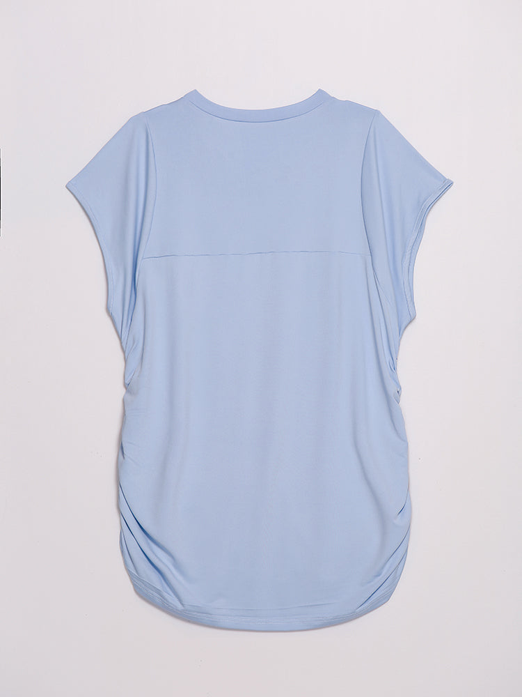 Ruched Irregular Hem T-Shirt
