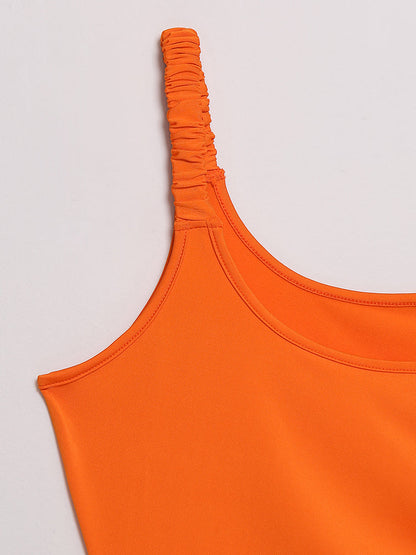 Shirred Shoulder Cut Out Dress