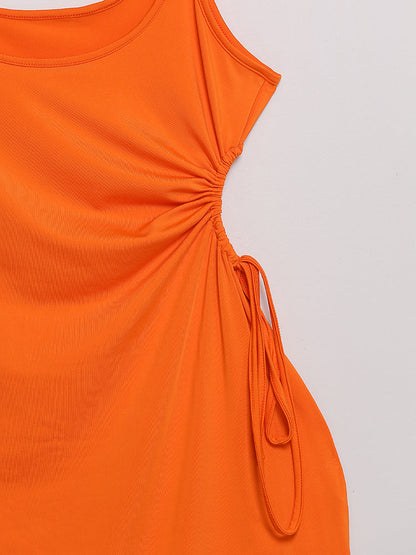 Shirred Shoulder Cut Out Dress