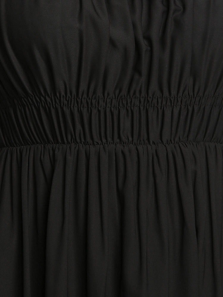 Shirred Solid Maxi Dress