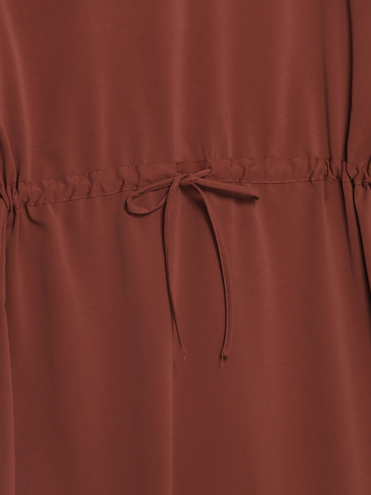 Button Lapel Collar Dress