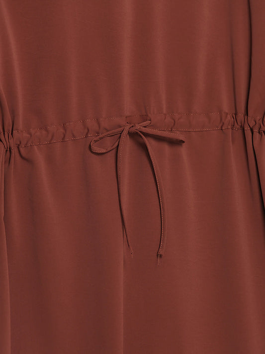 Button Lapel Collar Dress