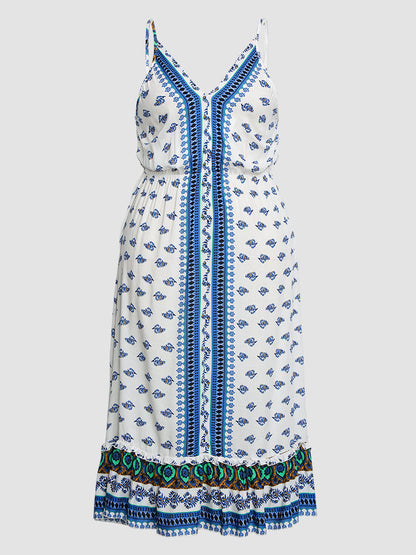 Backless Ethnic Printed Dress